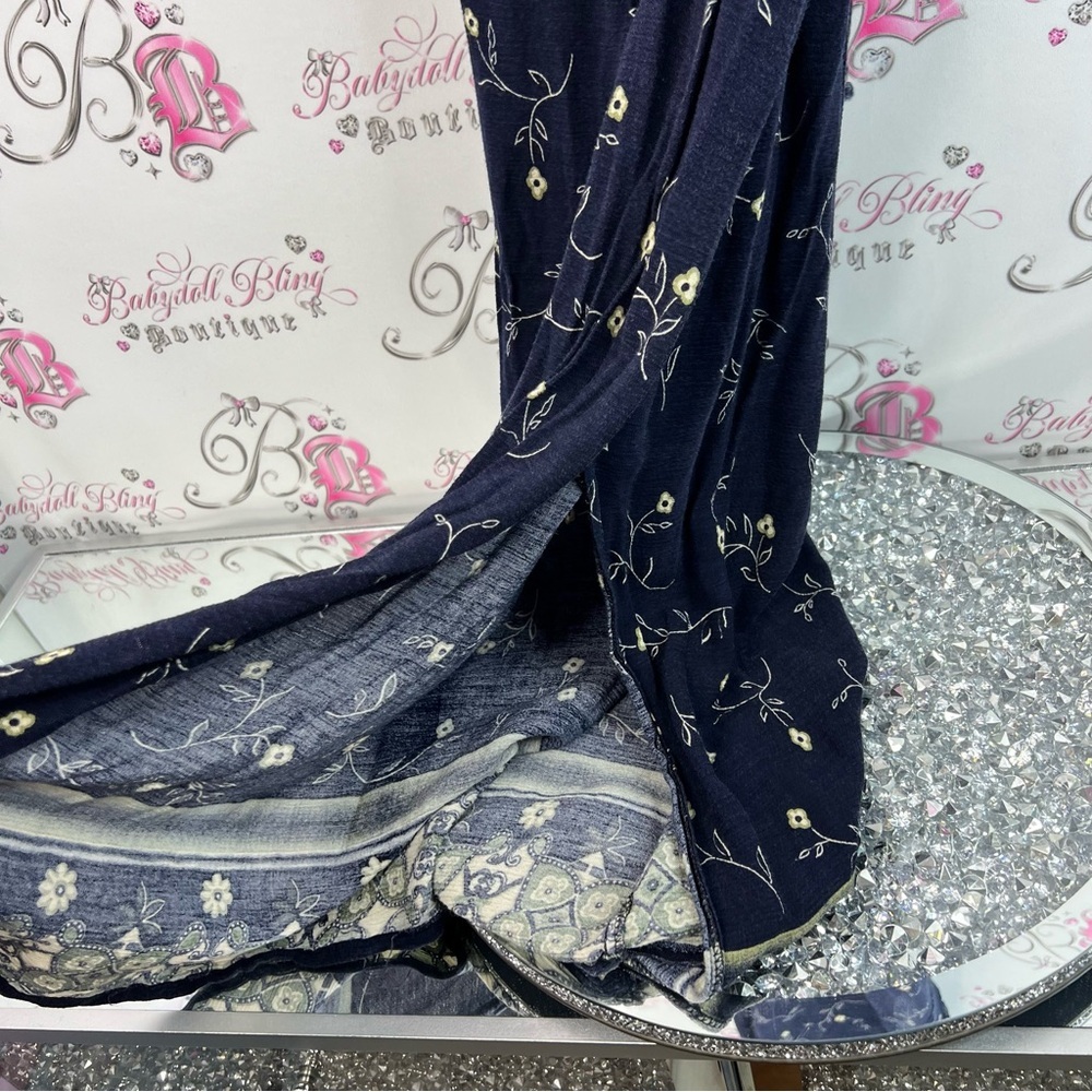 Jessica dress maxi long vintage belted tie up ribbon bow Navy Floral Maxi Dress - Picture 4 of 16